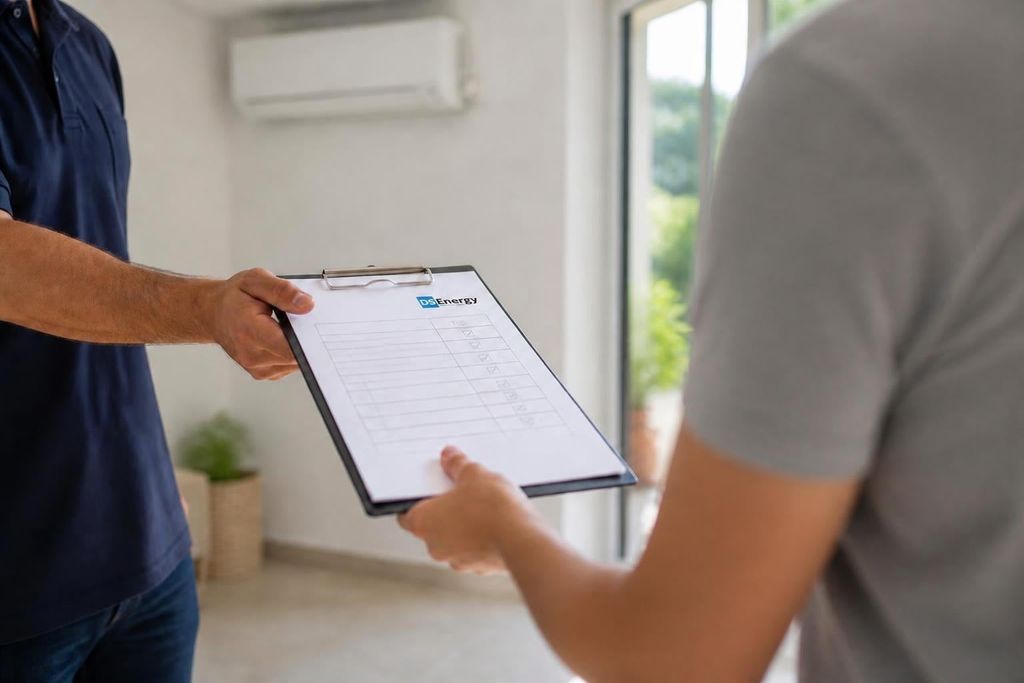 Remise du compte rendu d’entretien de climatisation à un client